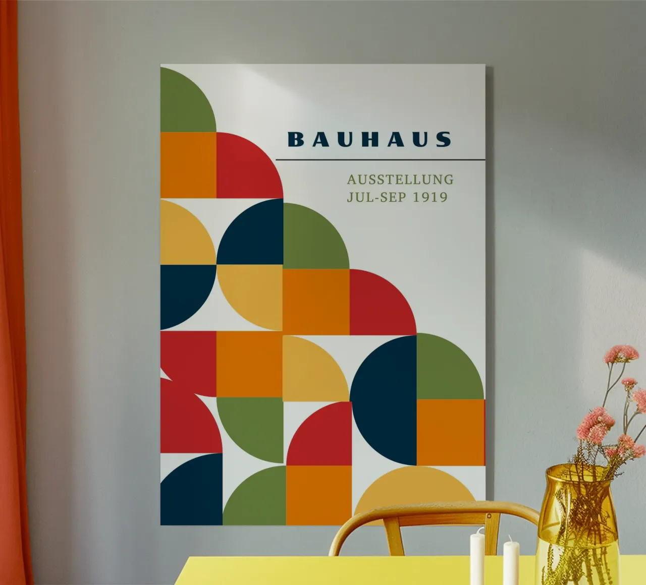 Mostra Bauhaus Blocco di colore astratto e geometrico primario plexiglass da Grungeo