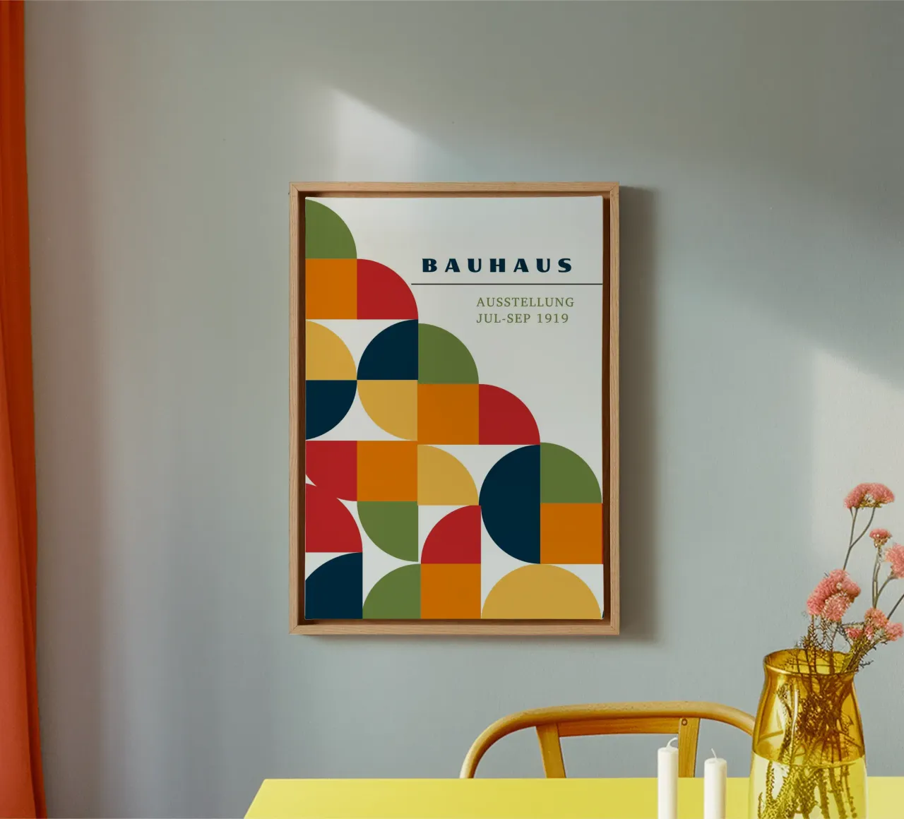 Bauhaus Exhibition Abstract Color Block | Primary Geometric canvas by Grungeo