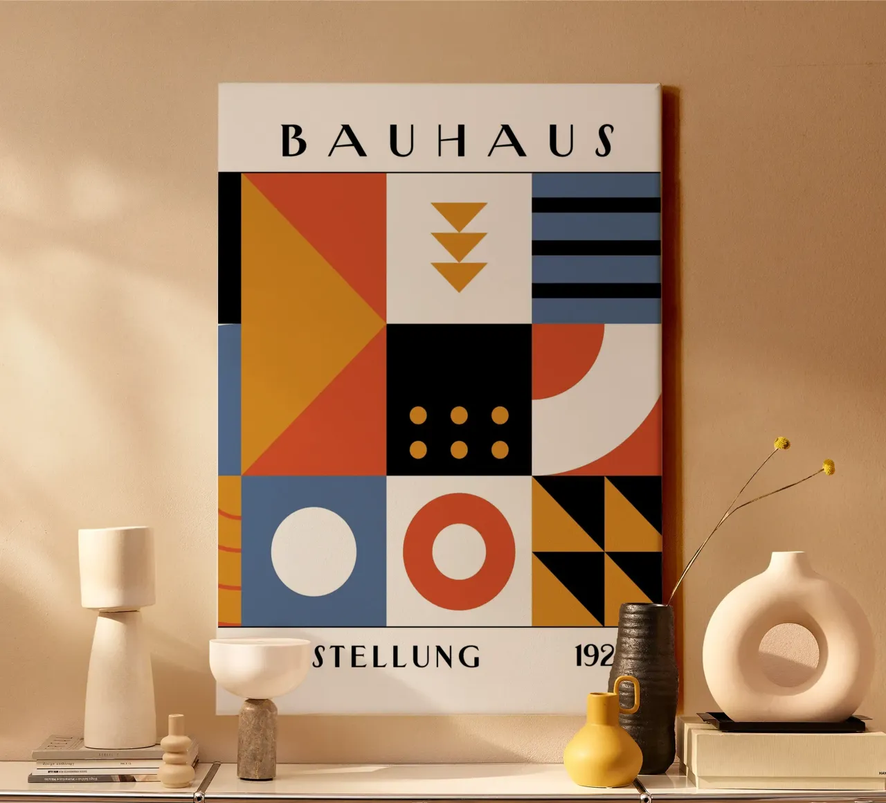 Bauhaus Abstract Grid Poster | Primary Color Block 1923 canvas by Grungeo