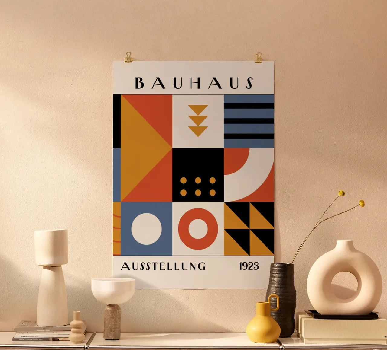 Bauhaus Abstract Grid Poster | Primary Color Block 1923 hahnemühle by Grungeo