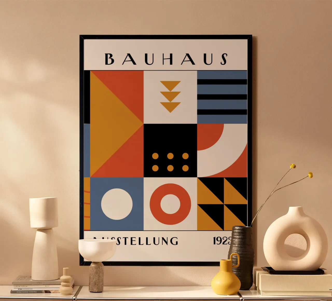 Bauhaus Abstract Grid Poster | Primary Color Block 1923 hahnemühle by Grungeo