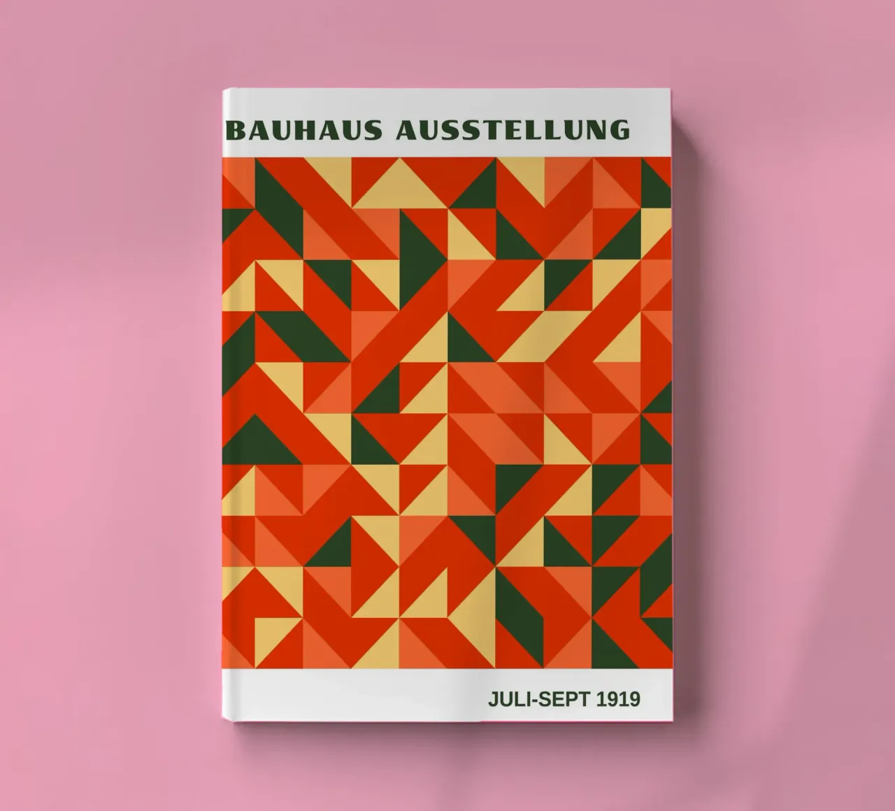Bauhaus Geometric Abstract Pattern | Red & Orange Triangles carnet de notes de Grungeo