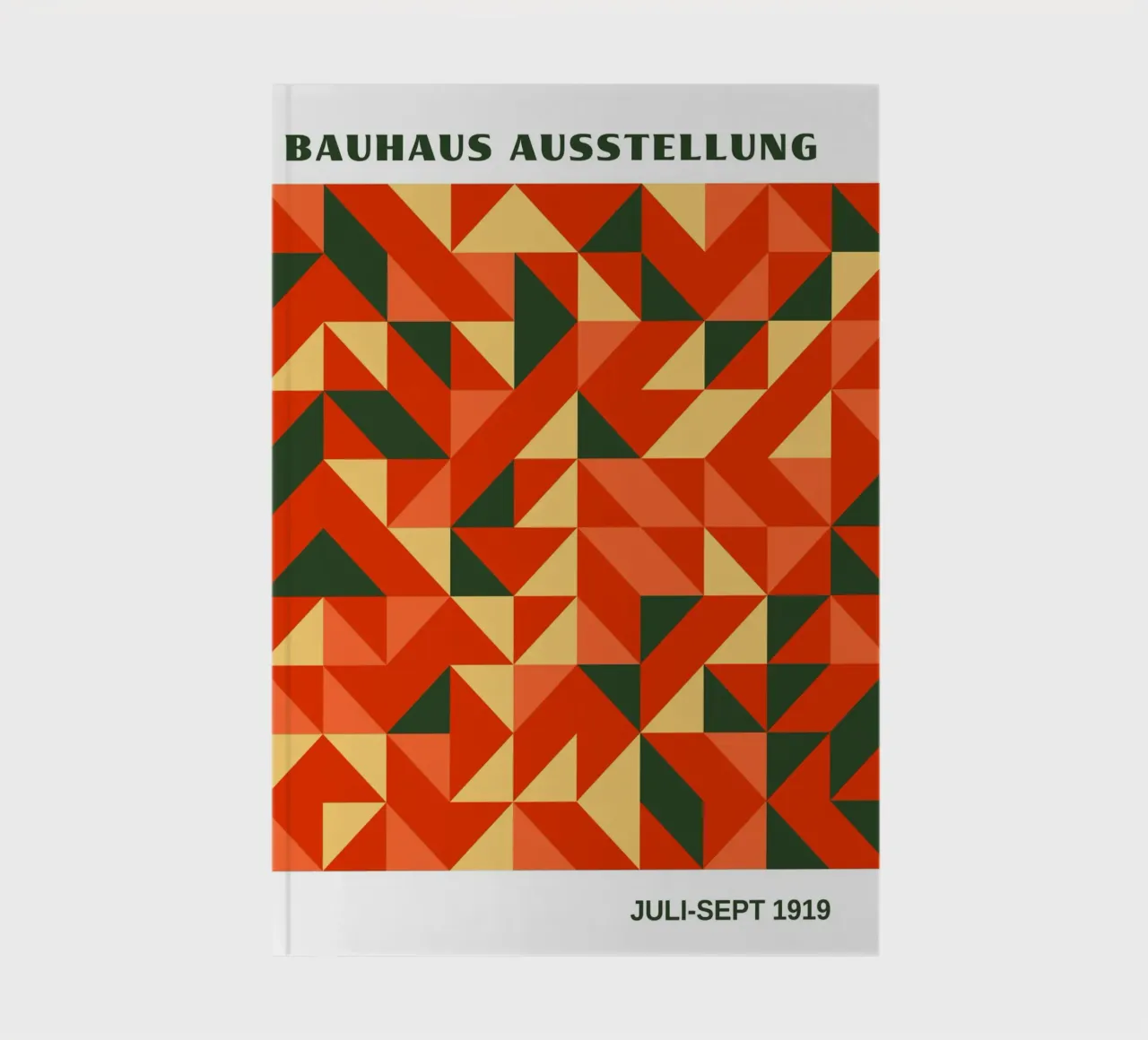 Bauhaus Geometric Abstract Pattern | Red & Orange Triangles notebook by Grungeo