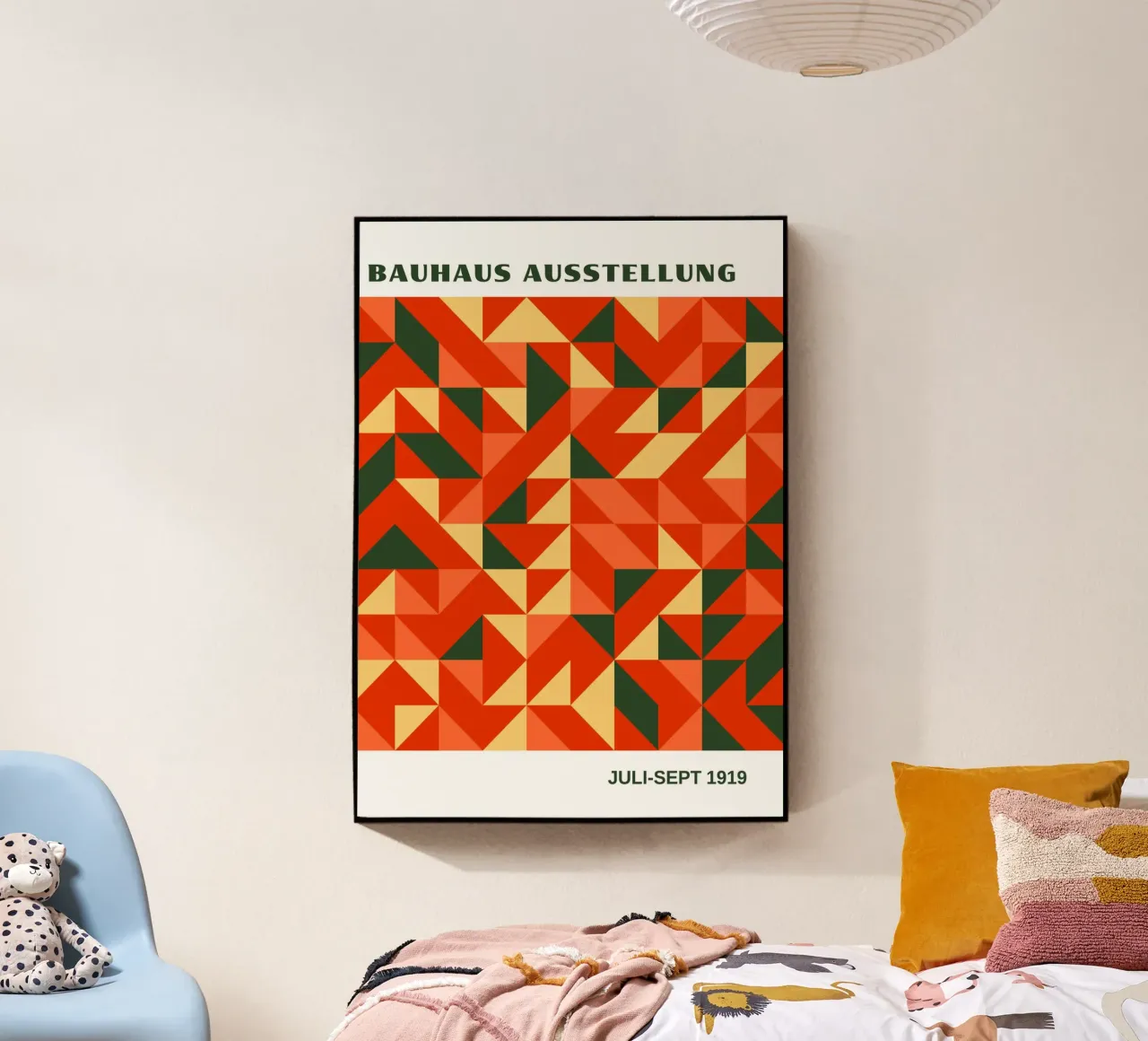 Bauhaus Geometric Abstract Pattern | Red & Orange Triangles plexiglas de Grungeo