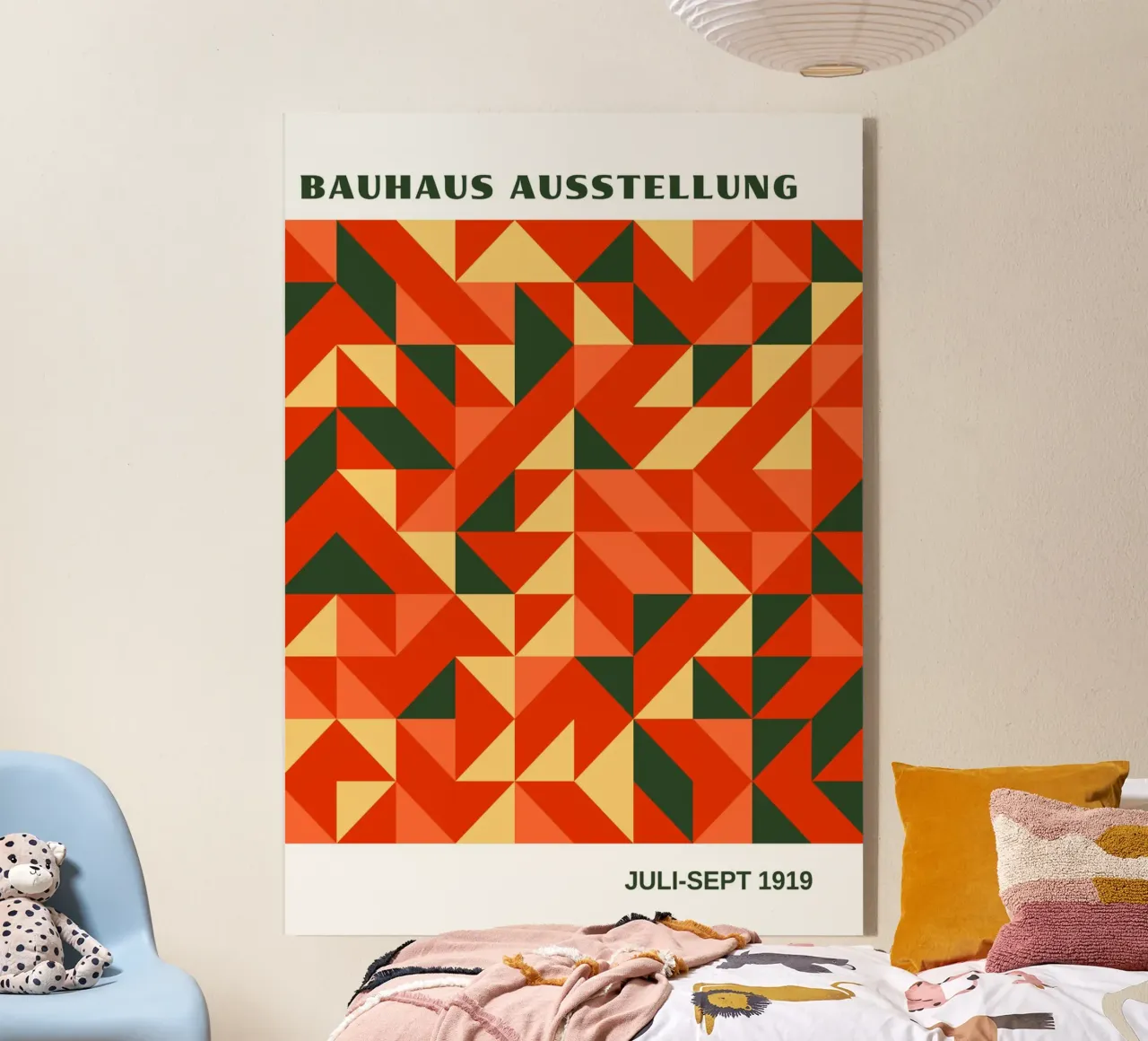 Bauhaus Geometric Abstract Pattern | Red & Orange Triangles plexiglas de Grungeo