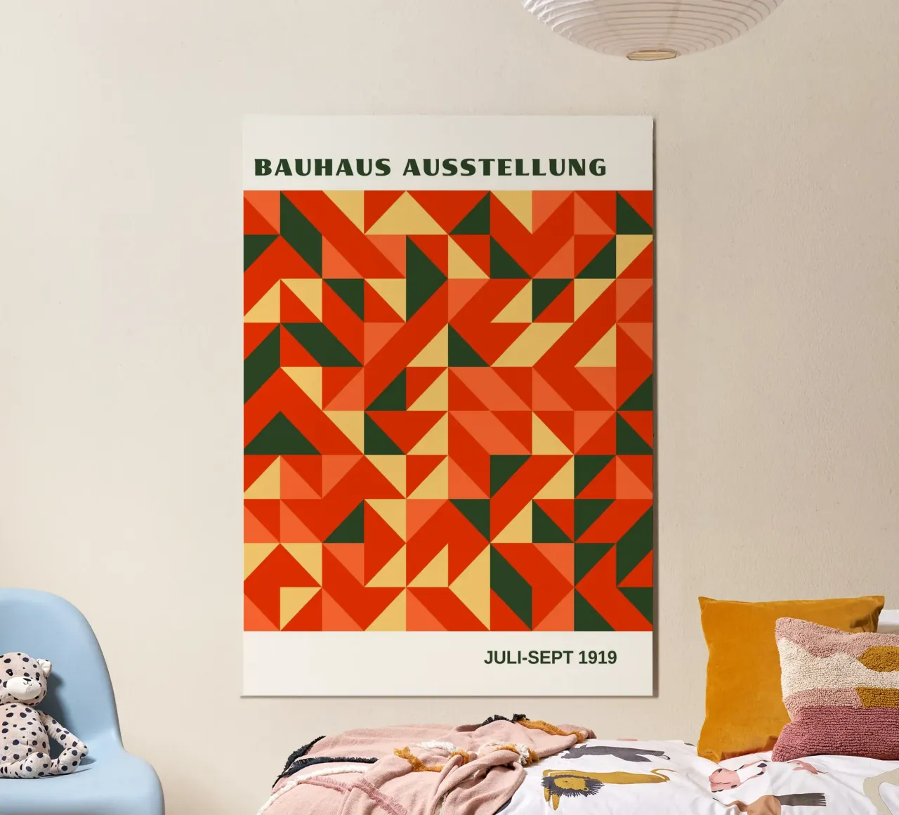 Bauhaus Geometric Abstract Pattern | Red & Orange Triangles hahnemühle de Grungeo
