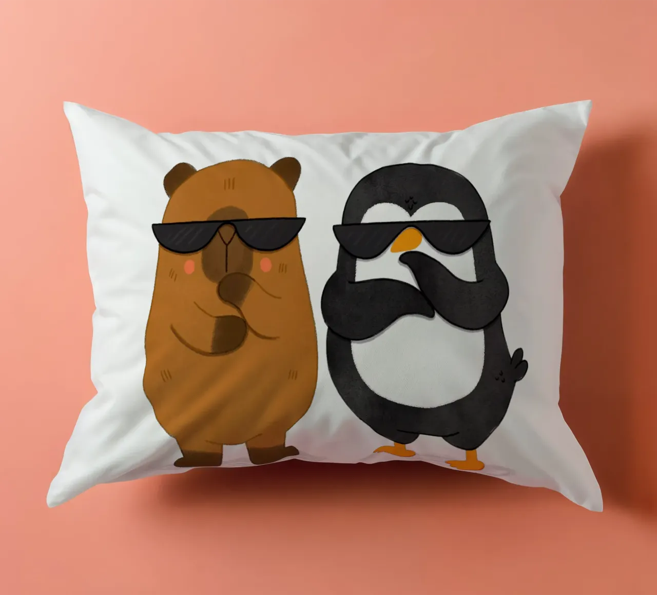 Capibara e pinguino - Best Bros cuscino da julianamotzko