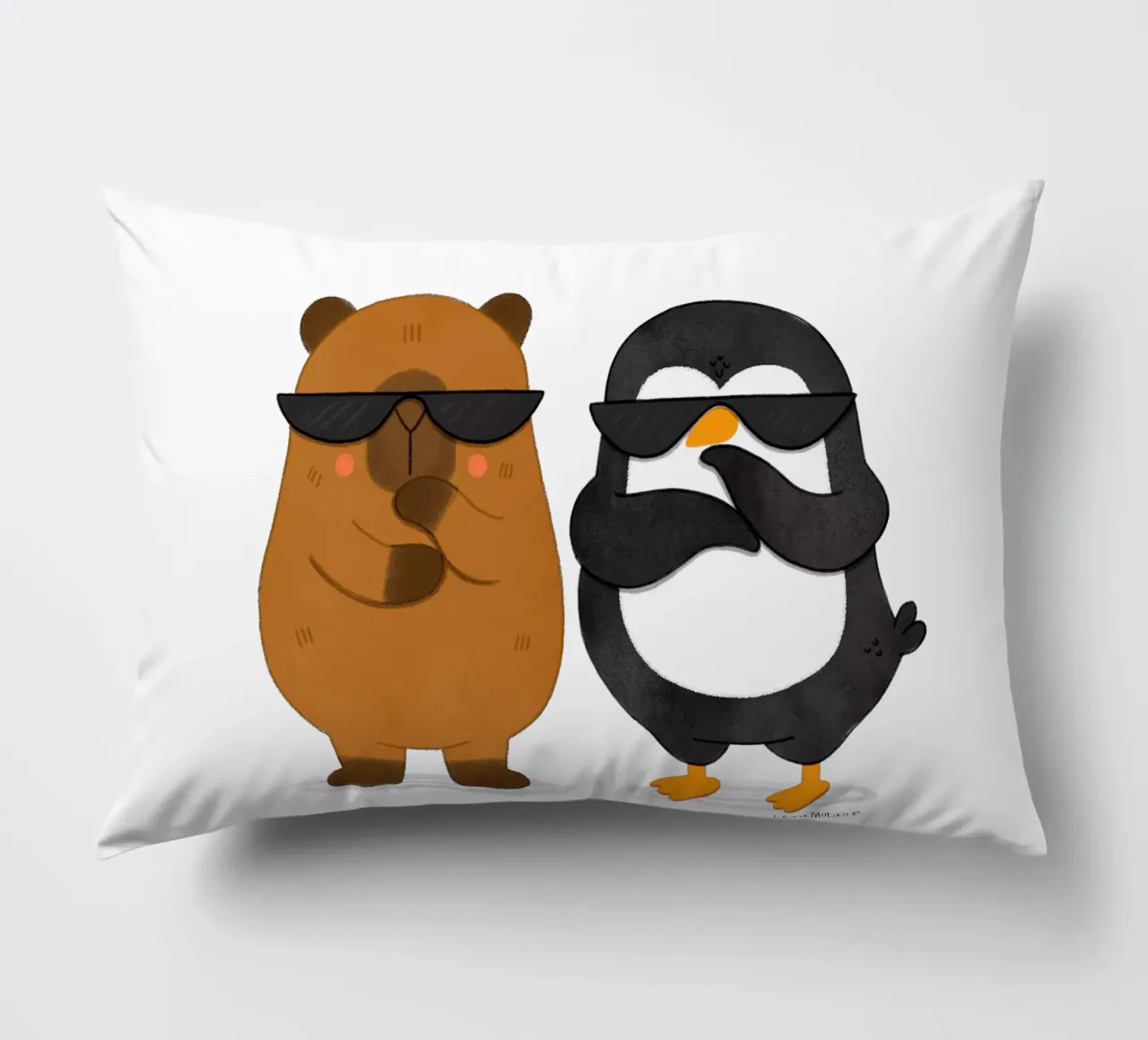 Capibara e pinguino - Best Bros cuscino da julianamotzko