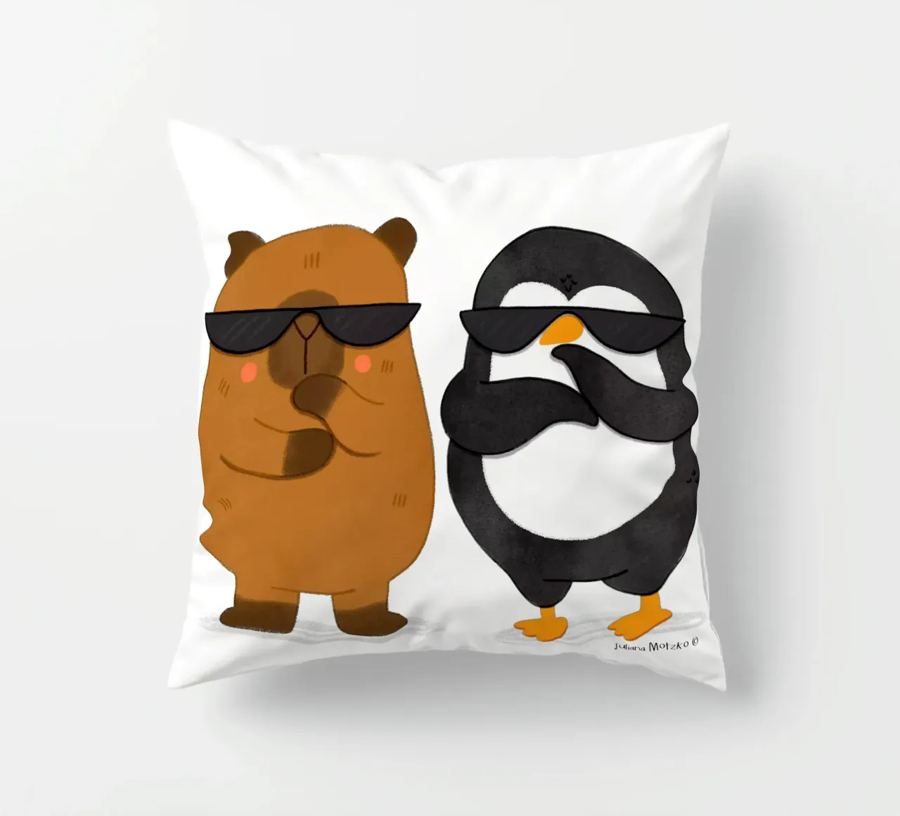 Capibara e pinguino - Best Bros cuscino da julianamotzko