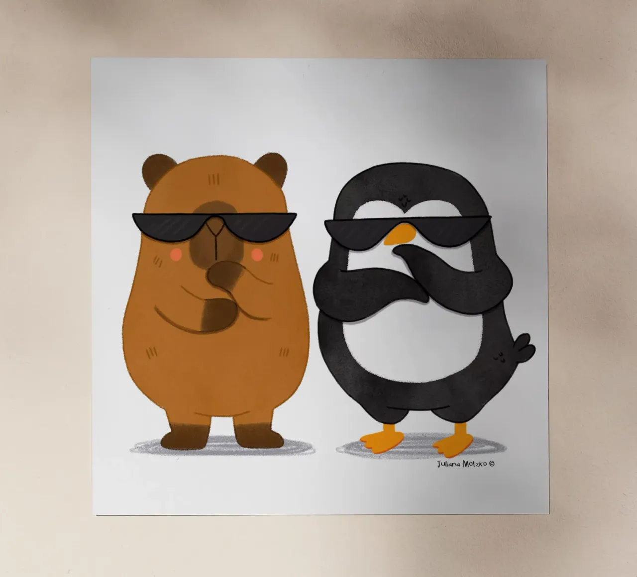 Capibara e pinguino - Best Bros pellicola backlit da julianamotzko