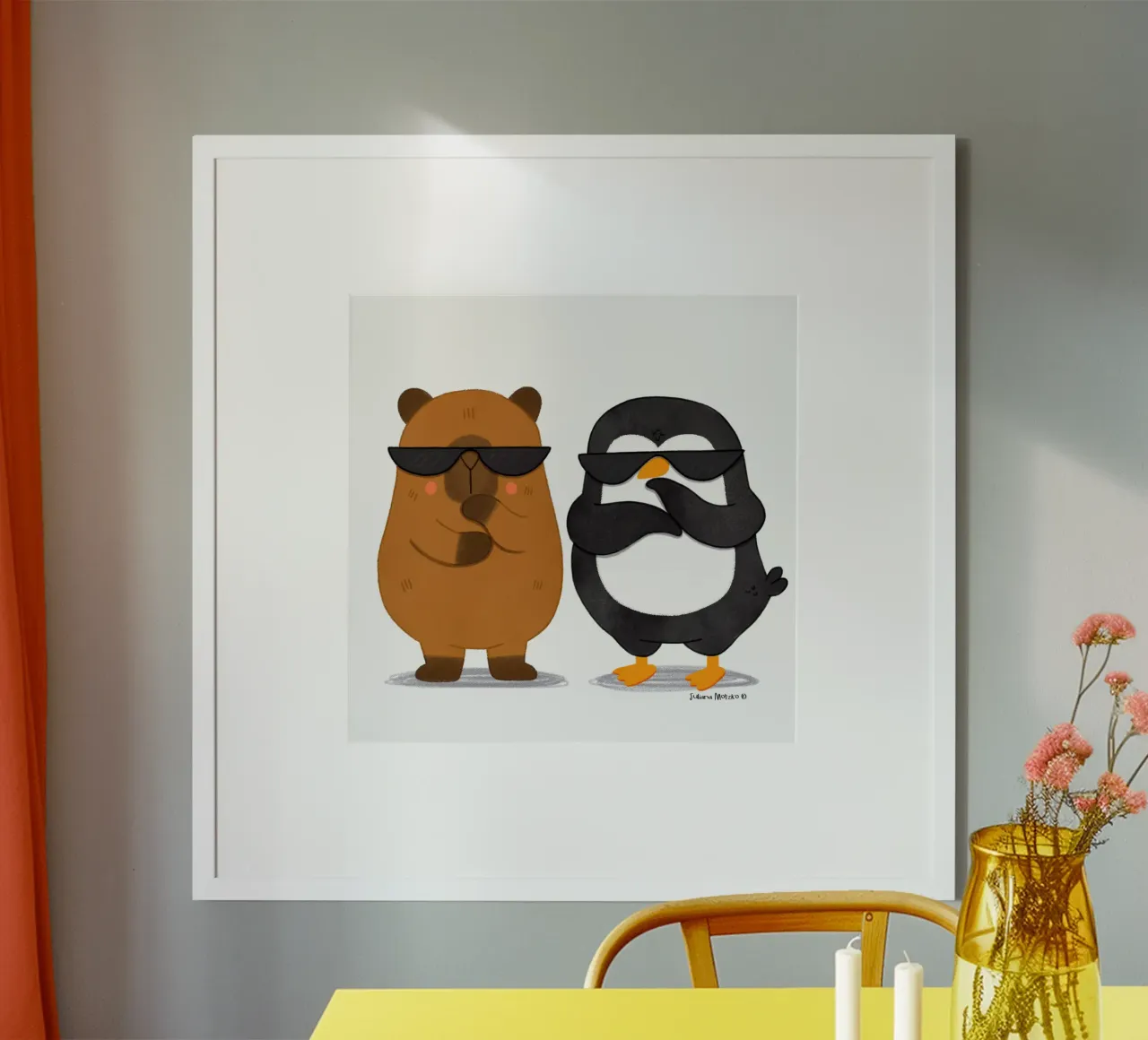 Capibara e pinguino - Best Bros carta hahnemühle da julianamotzko