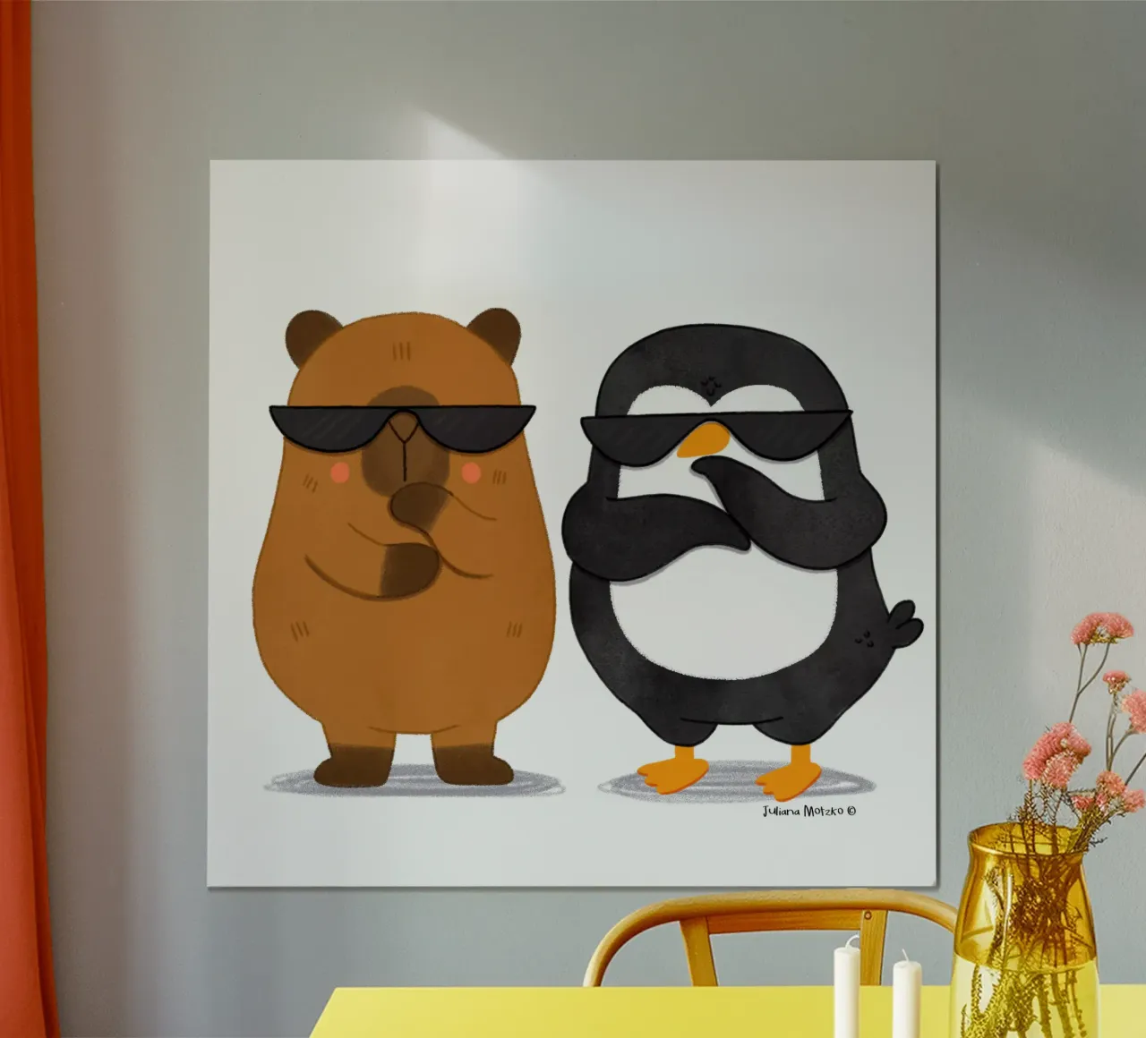 Capibara e pinguino - Best Bros carta hahnemühle da julianamotzko