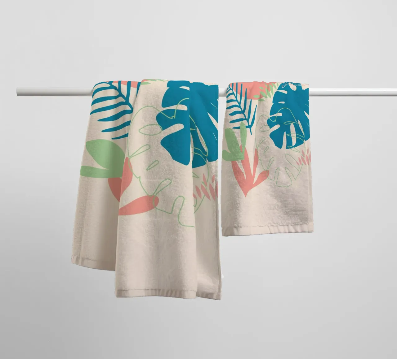 Tropical Leaves towel by Kim Hubball Studio