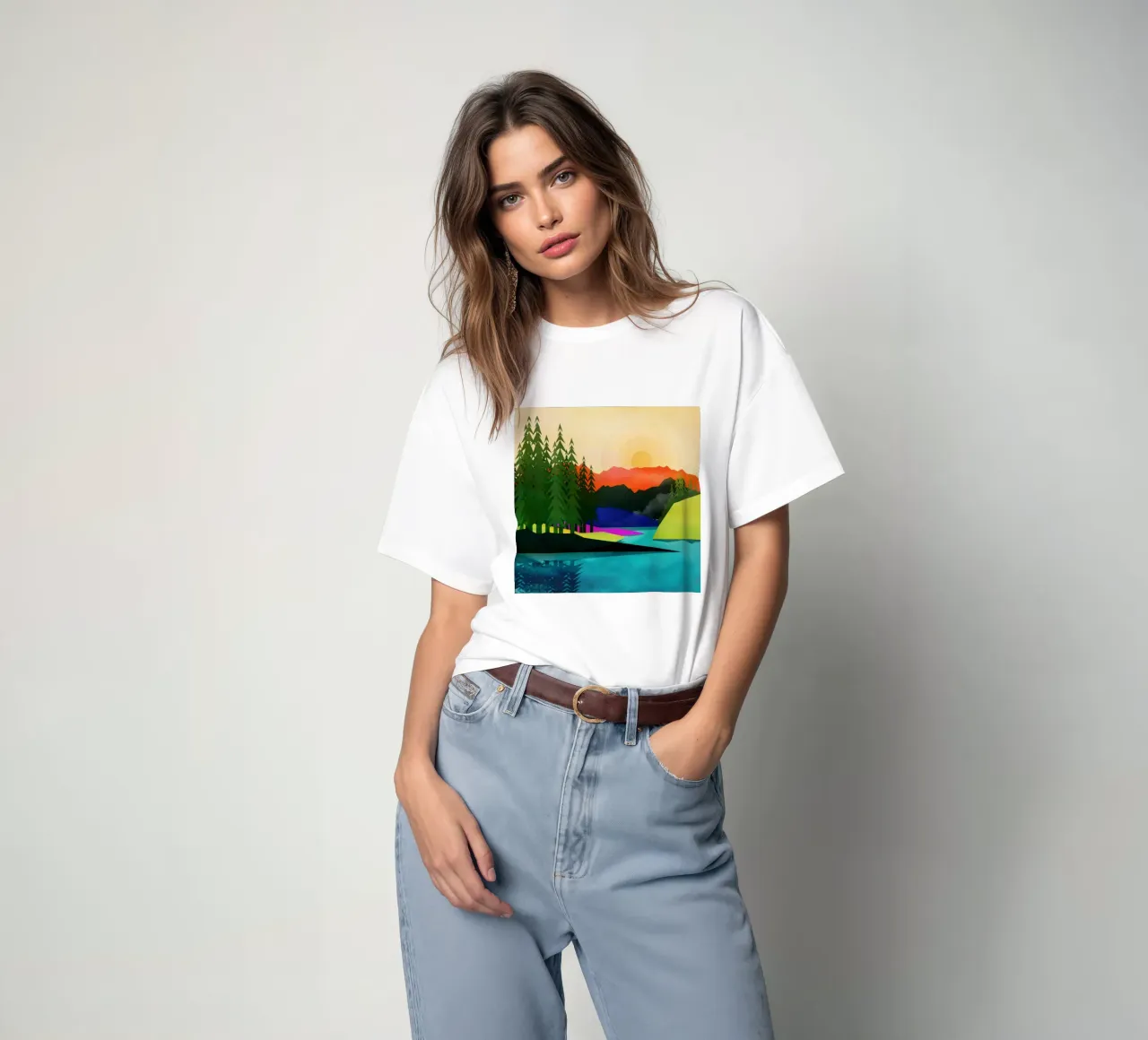 Setting Sun near the Peaceful River t-shirt da Nadjaa
