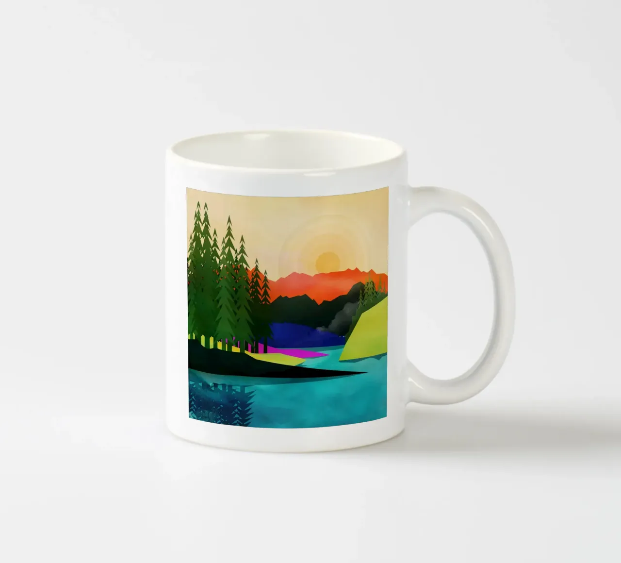 Setting Sun near the Peaceful River tazza in ceramica da Nadjaa