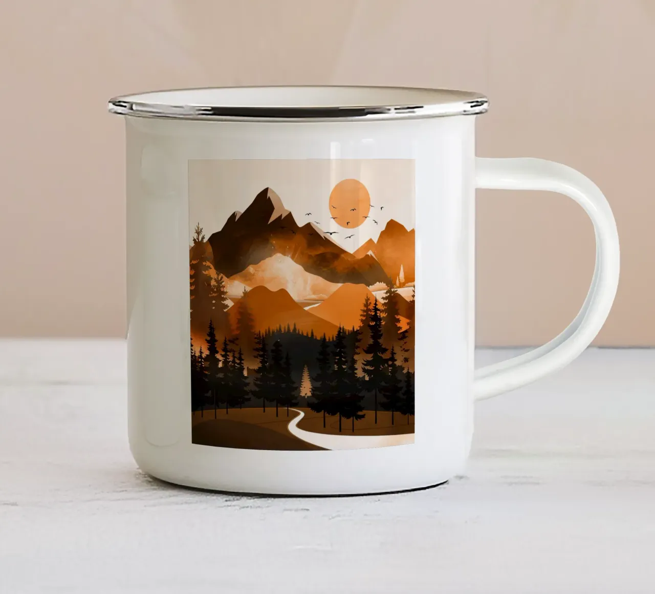Sunshine over the peaceful mountainside tazza in smalto da Nadjaa