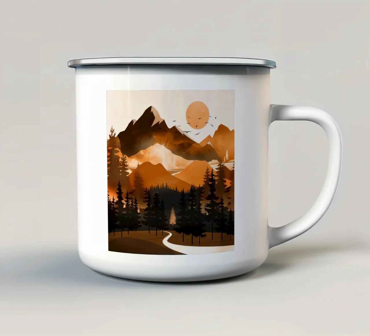 Sunshine over the peaceful mountainside tazza in smalto da Nadjaa