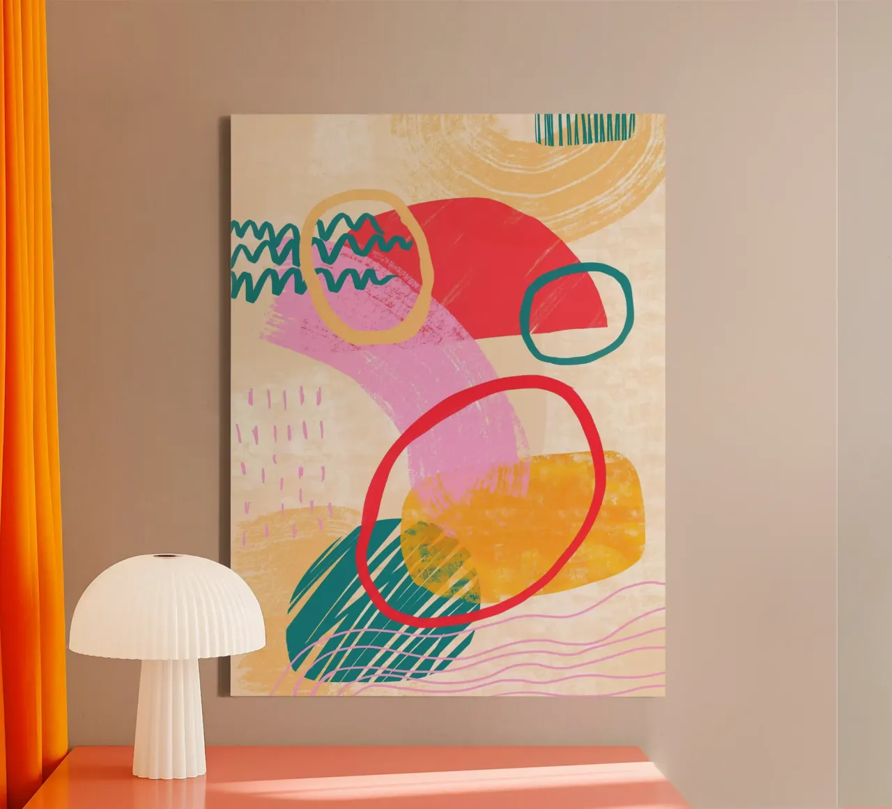 Warm Shapes canvas by Kim Hubball Studio