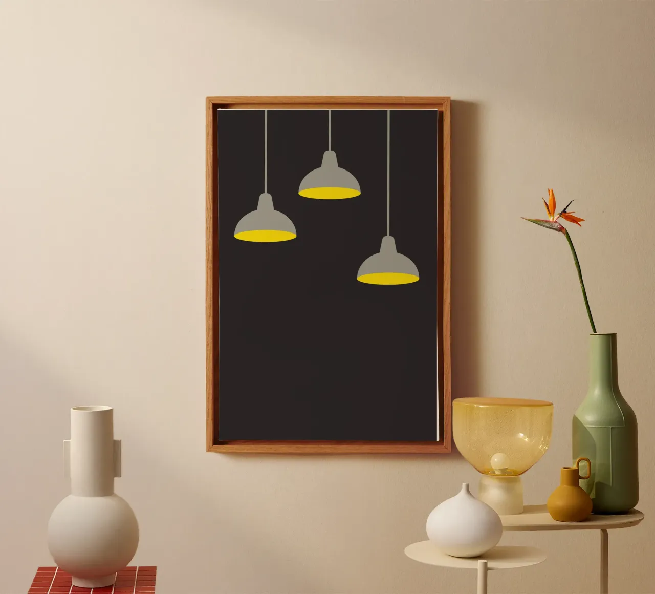 Hanging lamp in the dark canvas by galihstudio