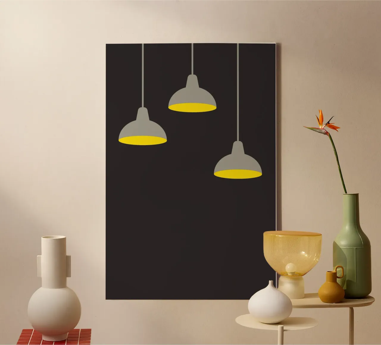 Hanging lamp in the dark canvas by galihstudio