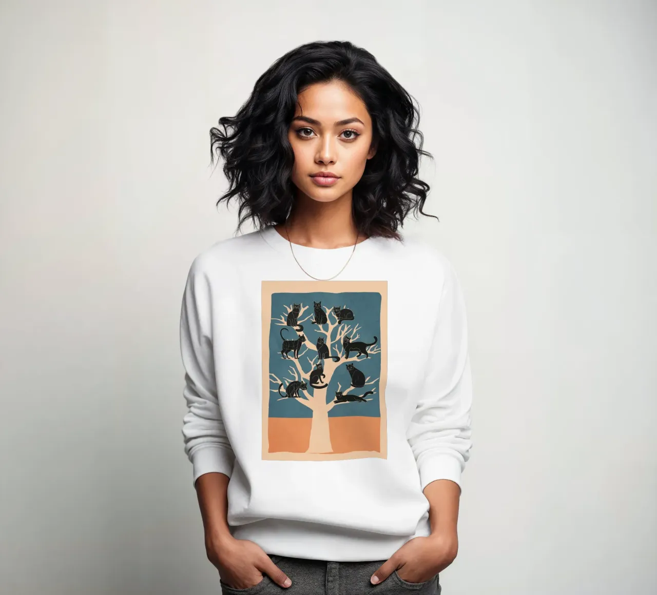 Black Cats in a Tree Sweatshirt von Nadjaa
