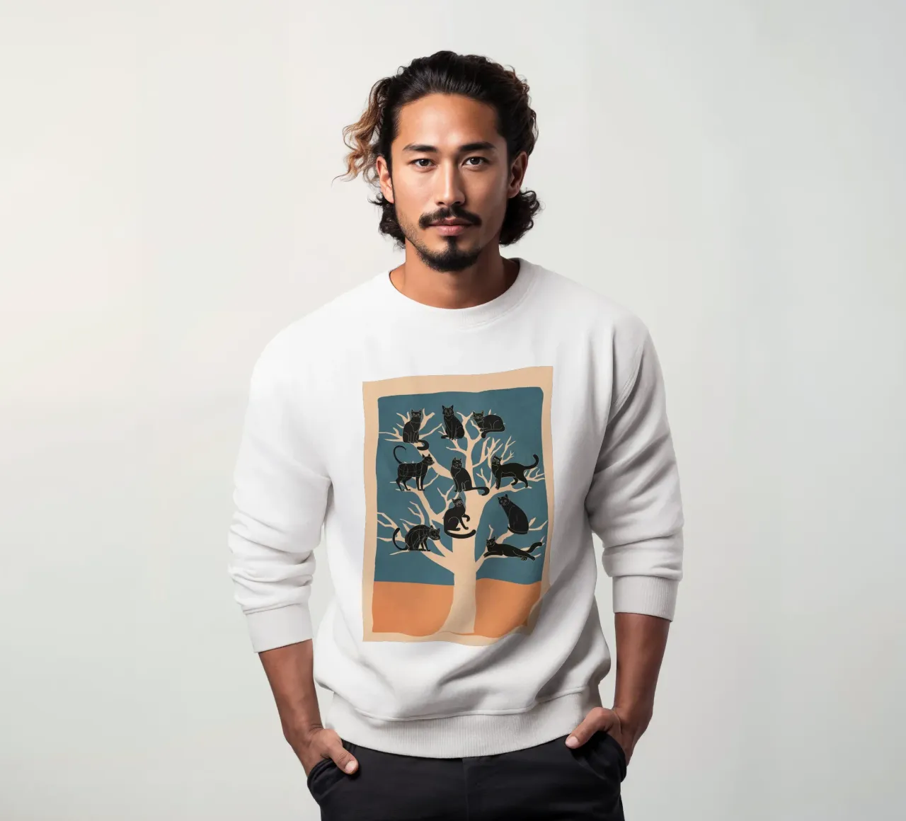 Black Cats in a Tree Sweatshirt von Nadjaa