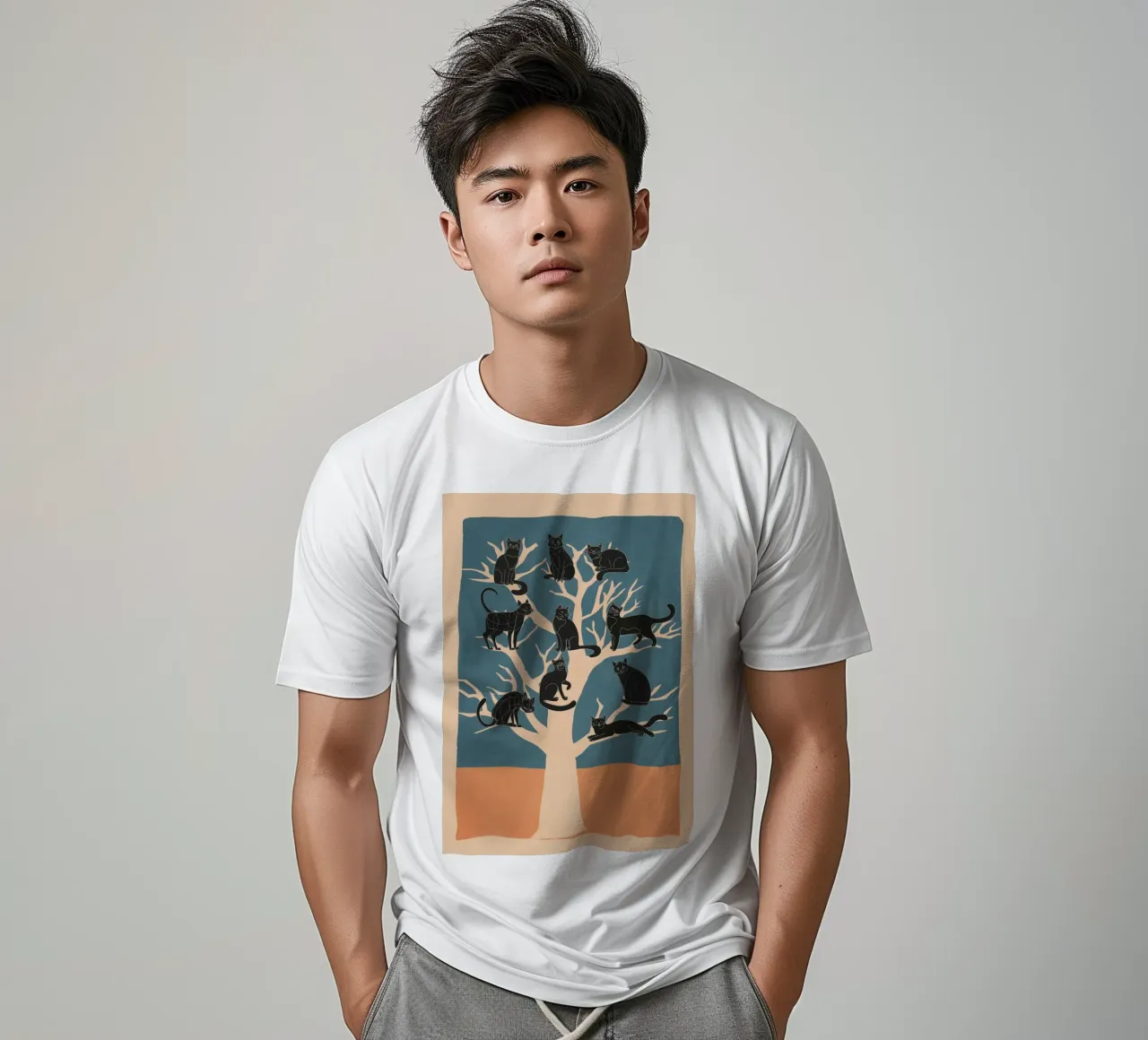 Black Cats in a Tree t-shirt da Nadjaa