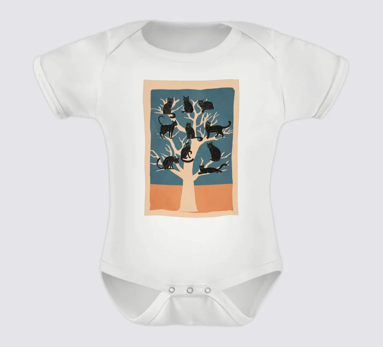 Black Cats in a Tree body neonato maniche corte da Nadjaa