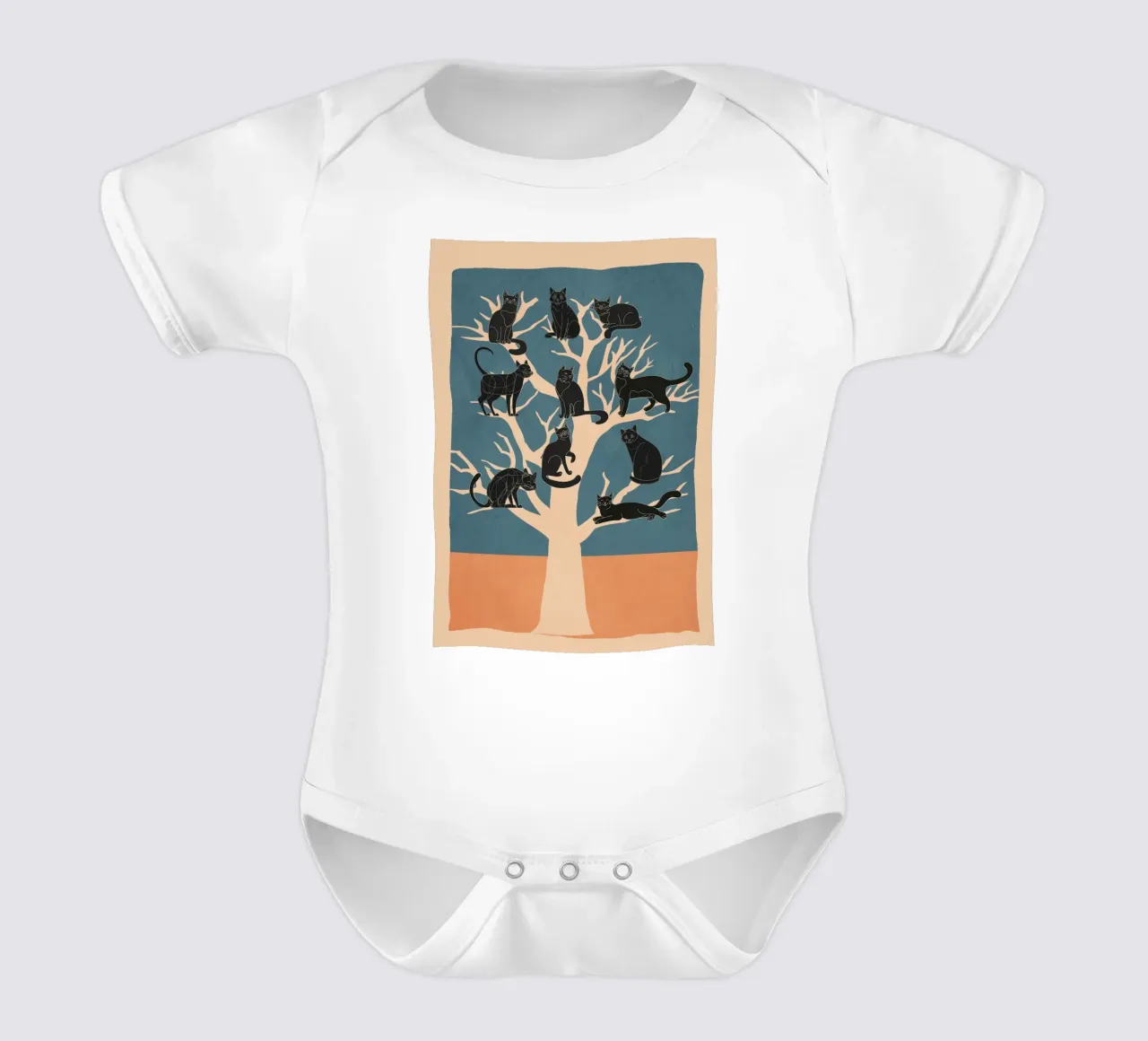 Black Cats in a Tree body neonato maniche corte da Nadjaa