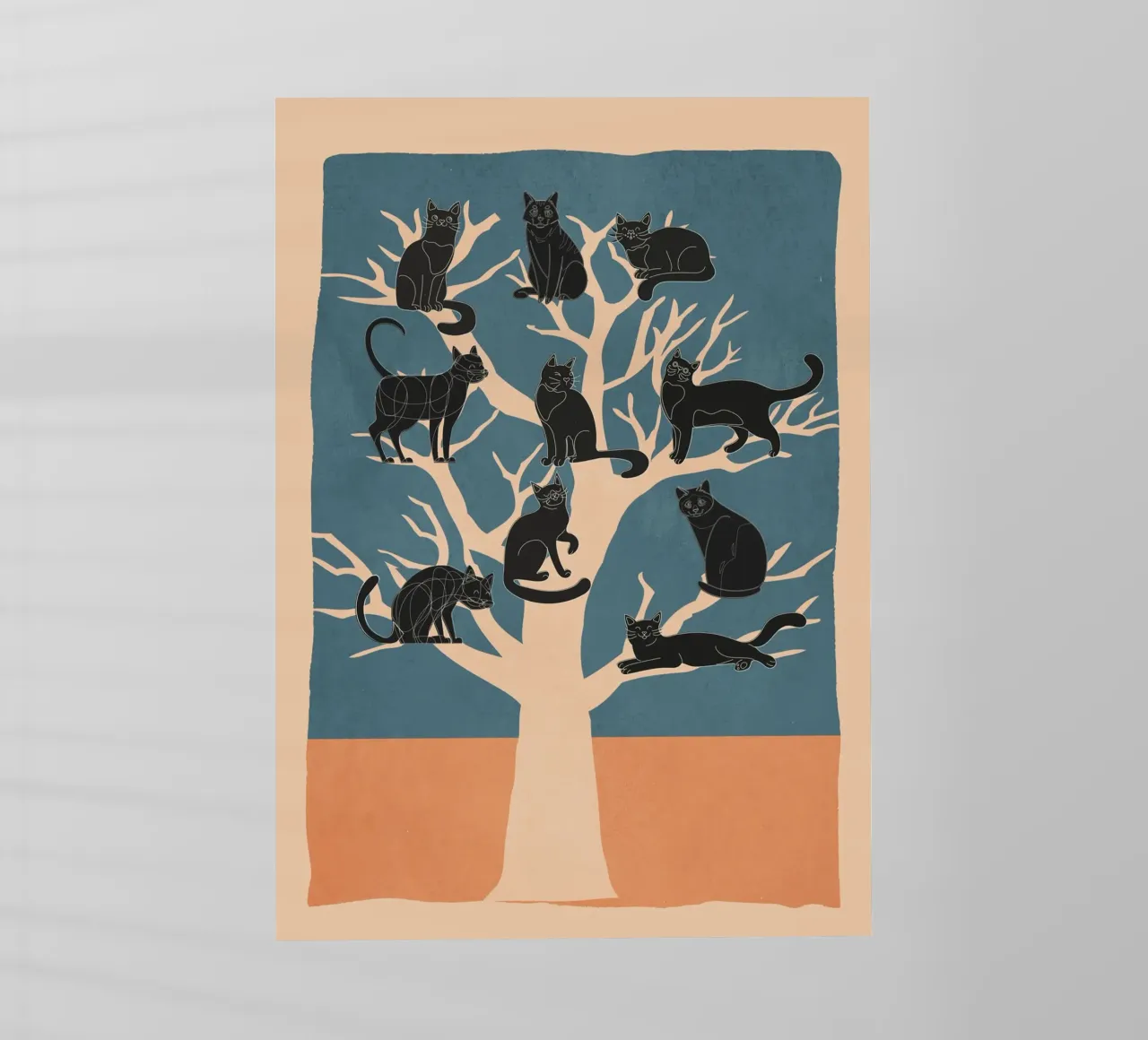 Black Cats in a Tree lámina retroiluminada de Nadjaa