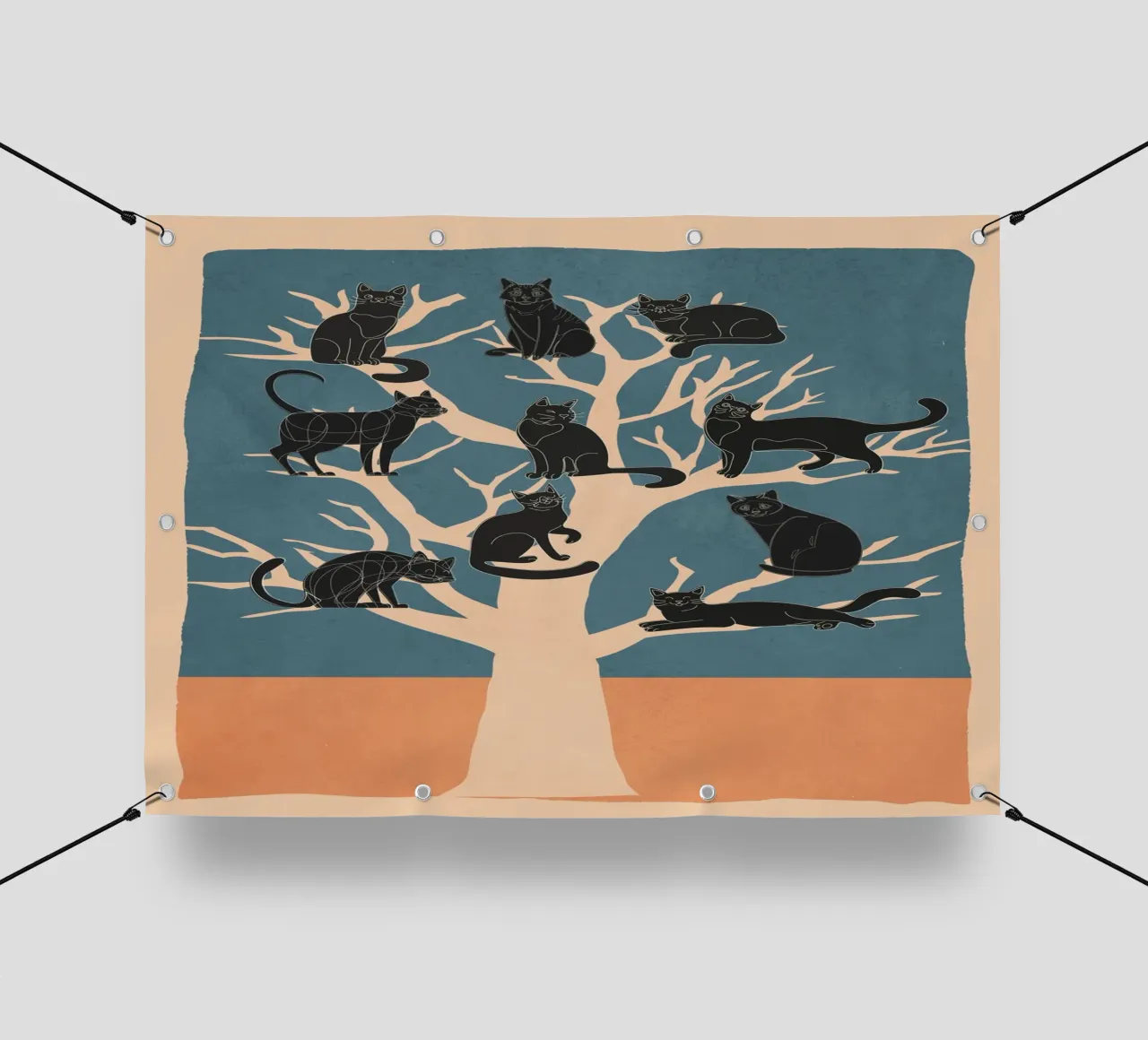 Black Cats in a Tree telo in pvc da Nadjaa