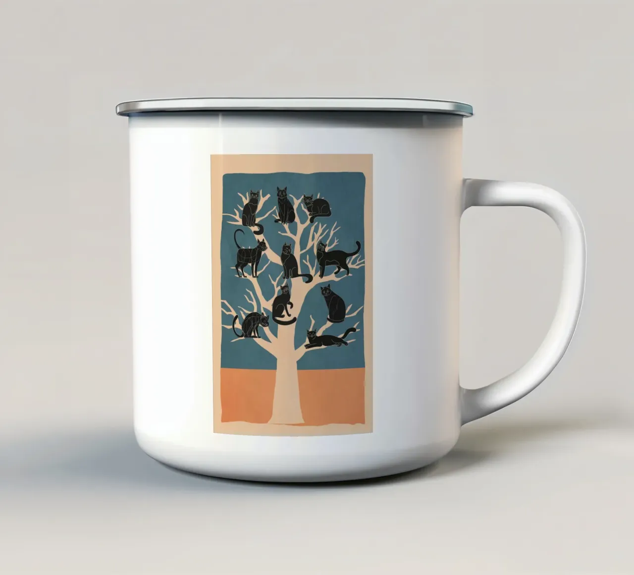 Black Cats in a Tree tazza in smalto da Nadjaa