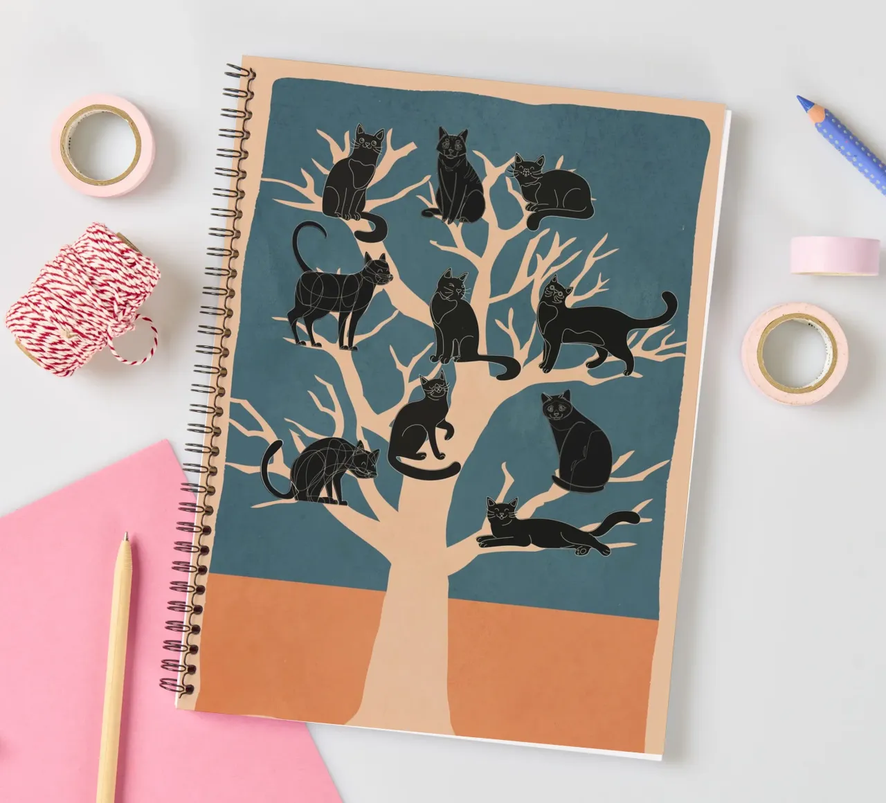 Black Cats in a Tree diario ad anelli da Nadjaa