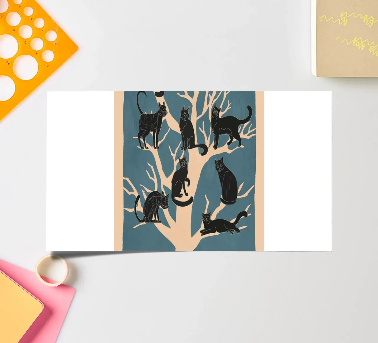Black Cats in a Tree foglio adesivo da Nadjaa