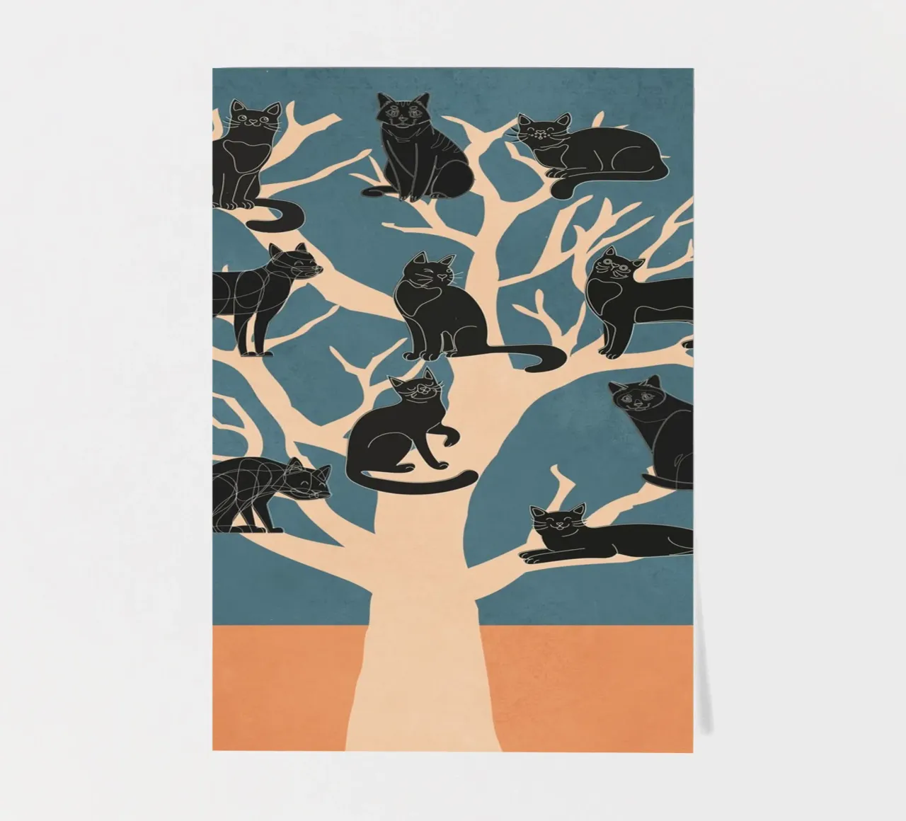 Black Cats in a Tree foglio adesivo da Nadjaa
