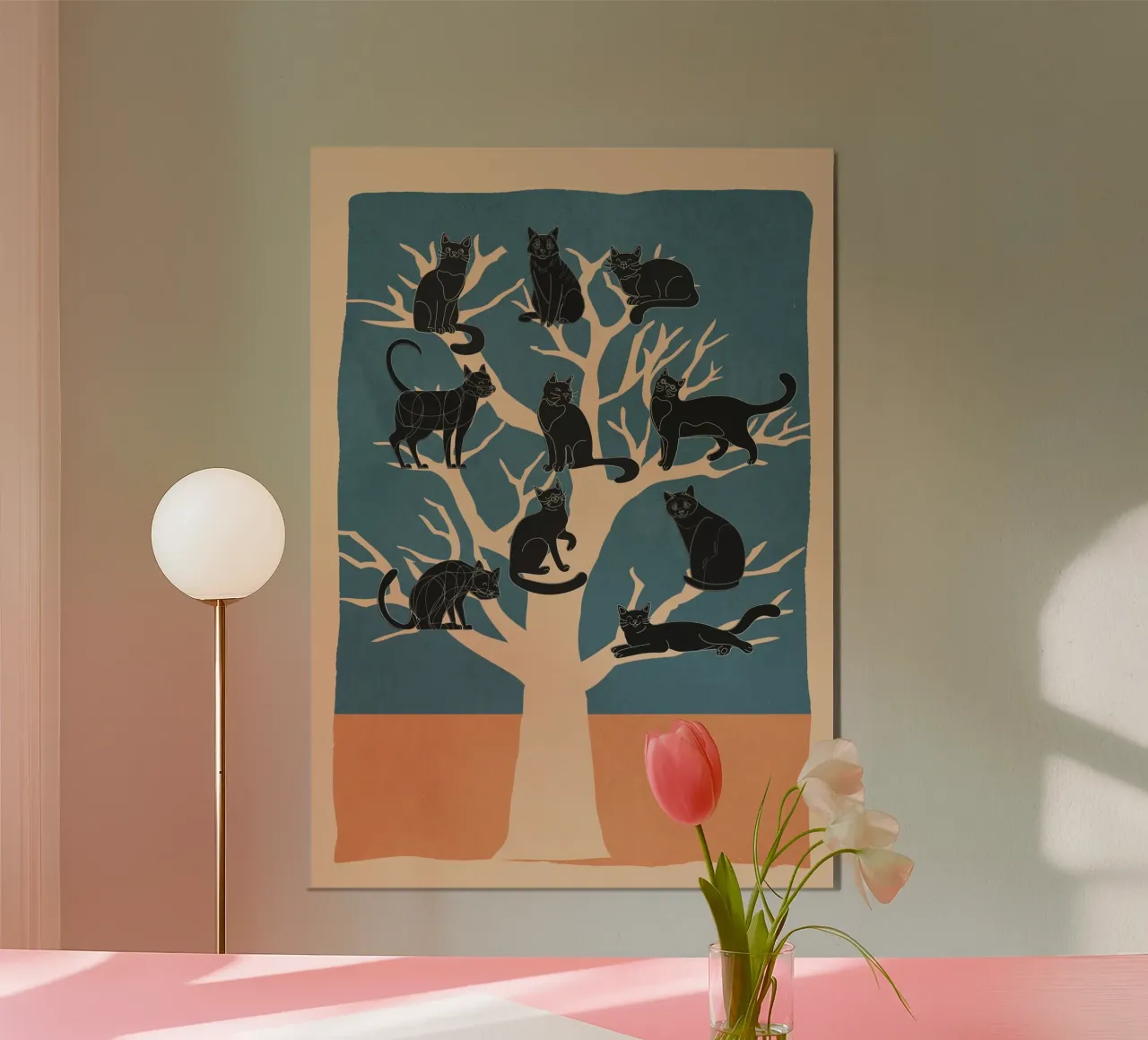 Black Cats in a Tree pannello forex da Nadjaa