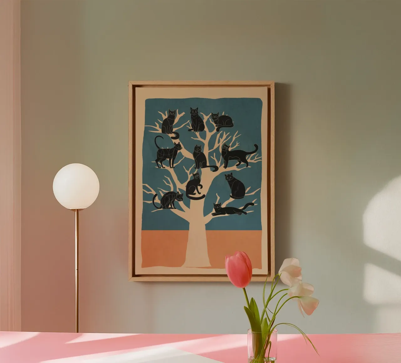 Black Cats in a Tree canvas van Nadjaa