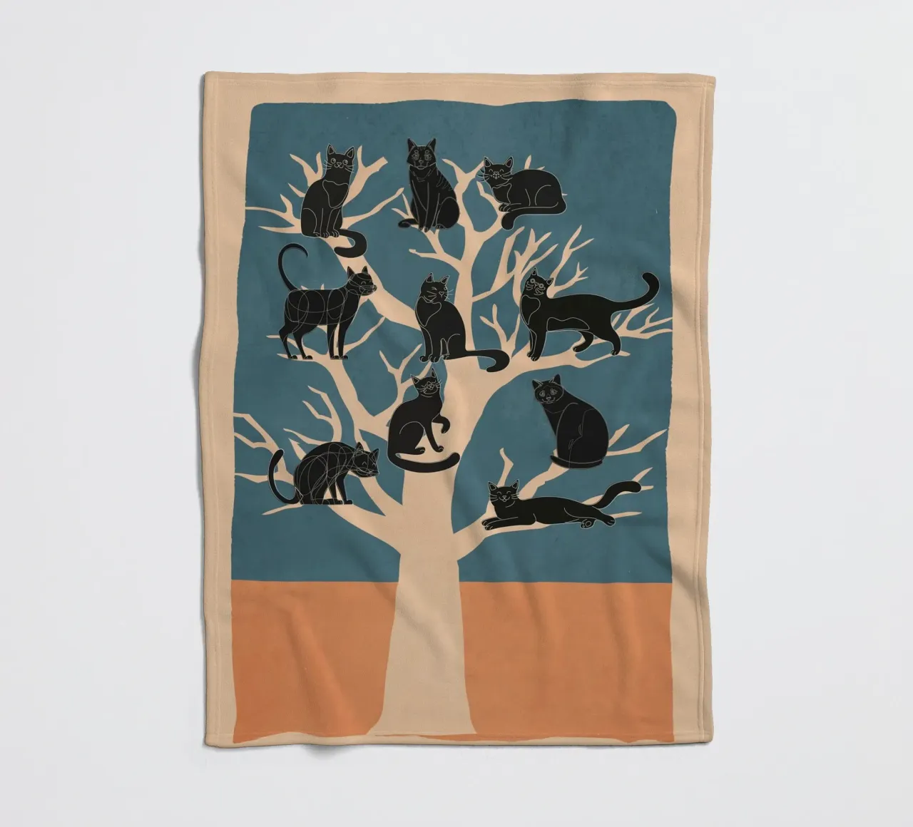 Black Cats in a Tree coperta in pile da Nadjaa
