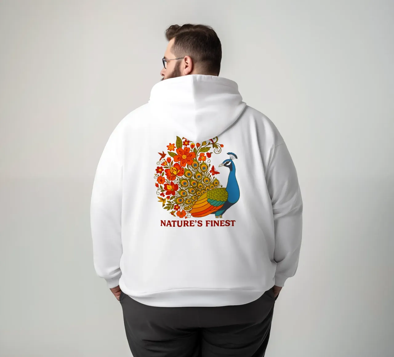 Paon floreale Natura botanica felpa con cappuccio da LM2KONE