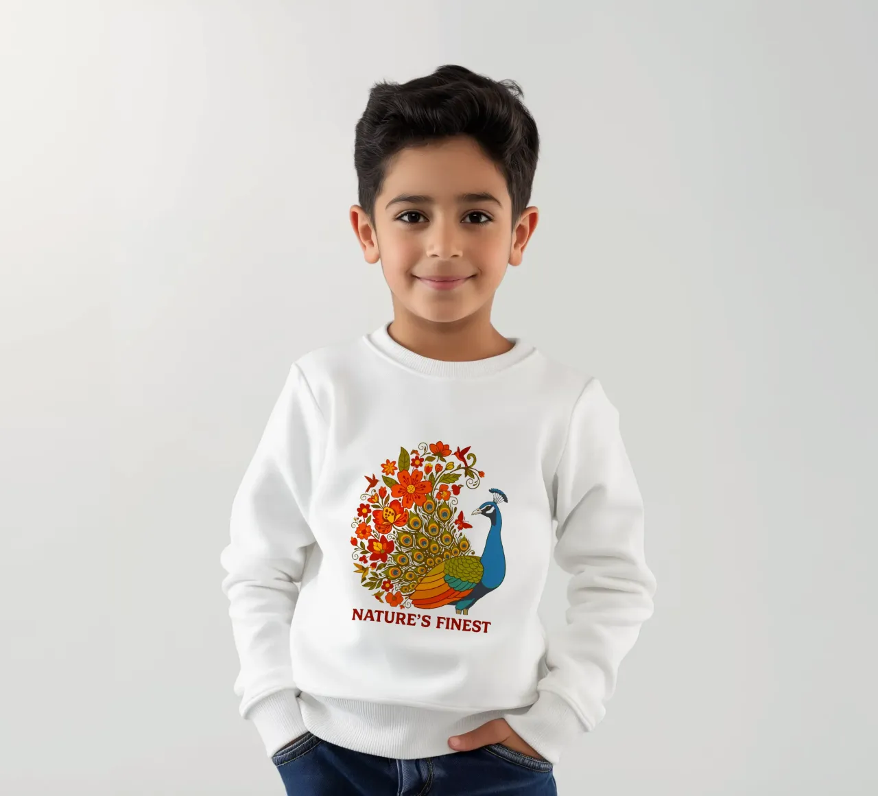 Paon floreale Natura botanica felpa bambino da LM2KONE