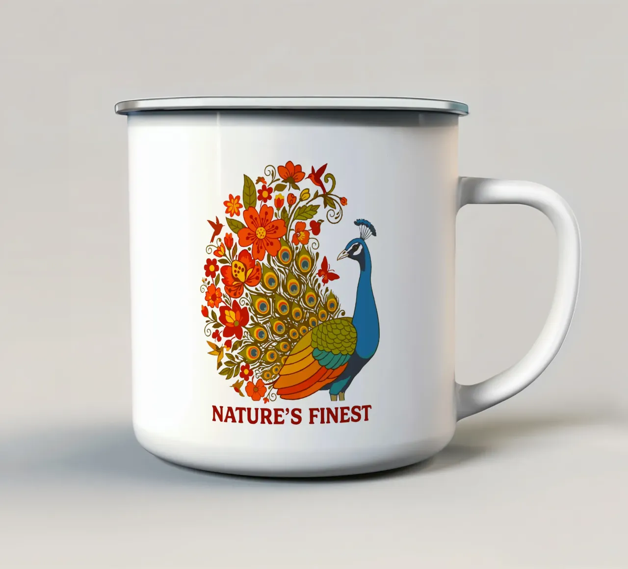 Paon floreale Natura botanica tazza in smalto da LM2KONE