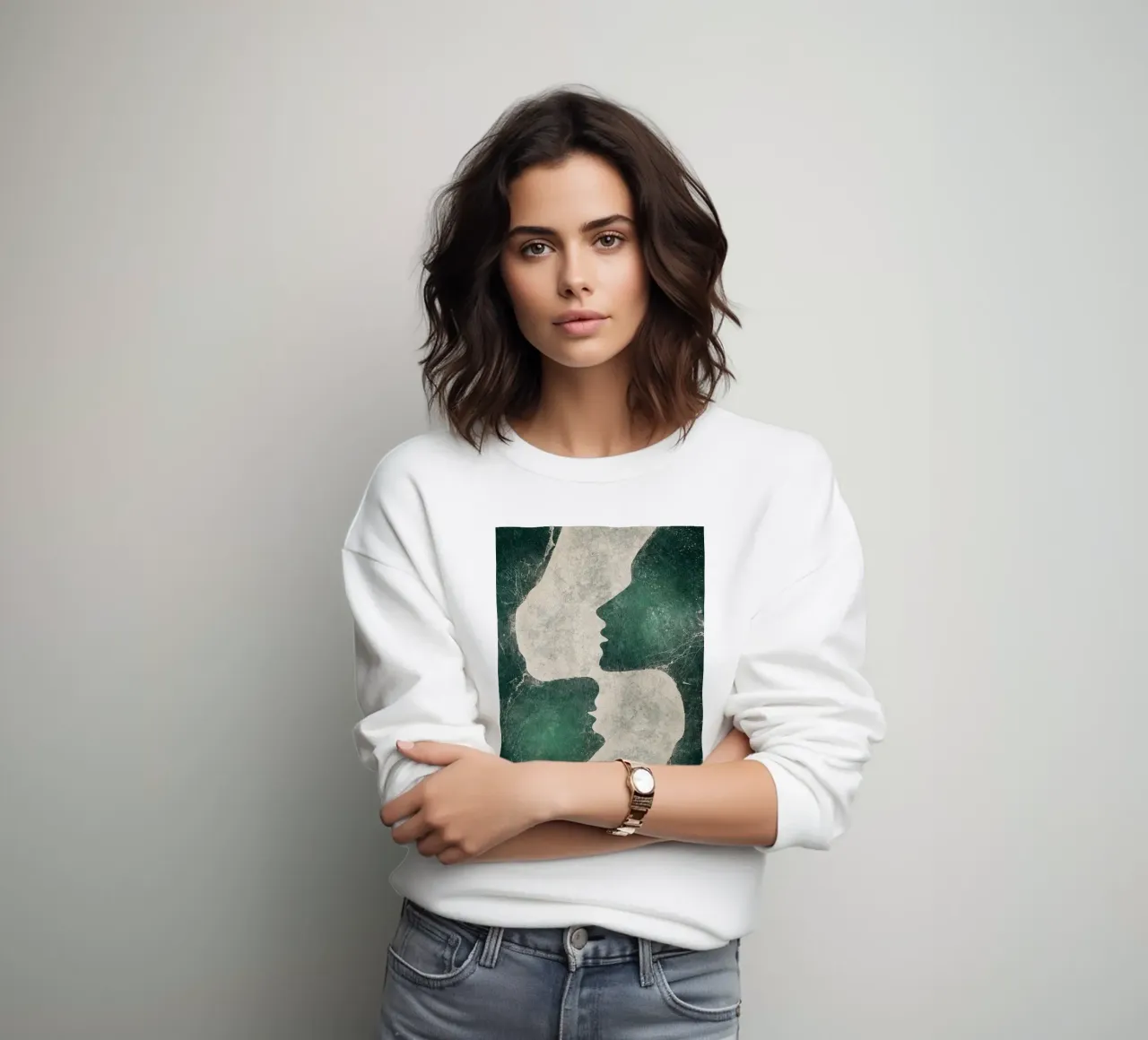 Abstracte smaragd liefde sweatshirt van HARU HARU