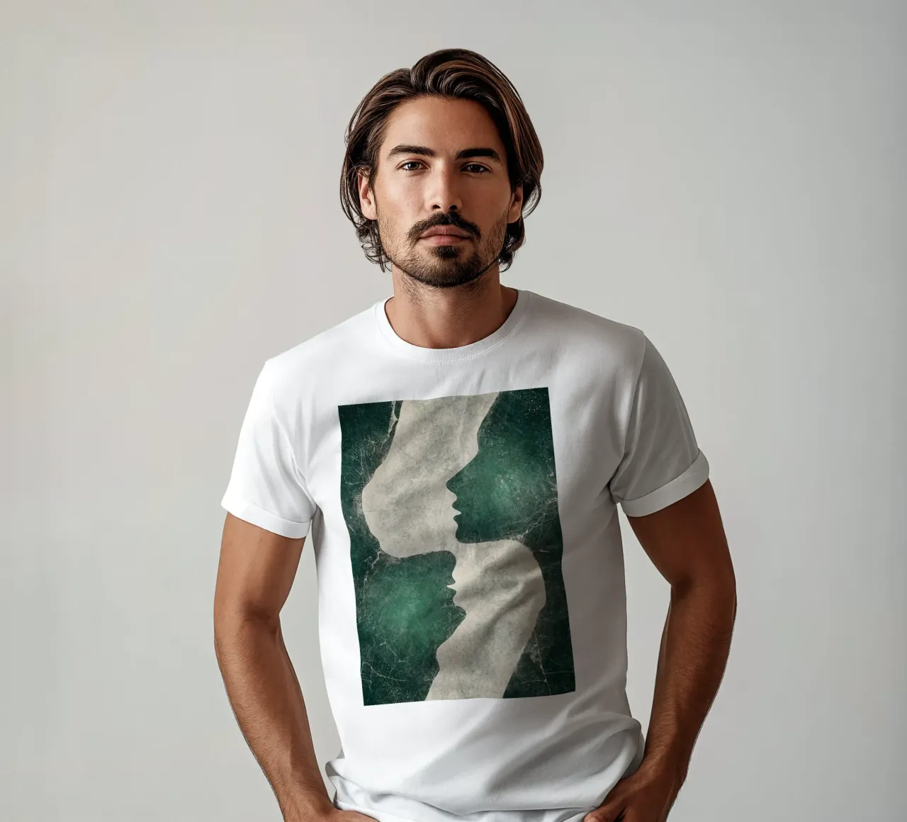 Abstracte smaragd liefde t-shirt van HARU HARU