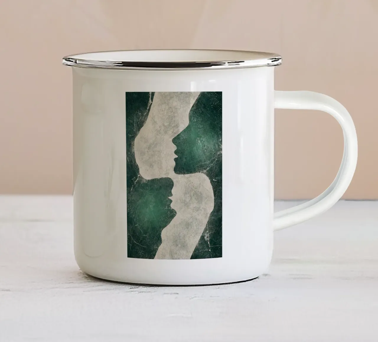 Abstrakte Smaragdliebe Emaille Tasse von HARU HARU