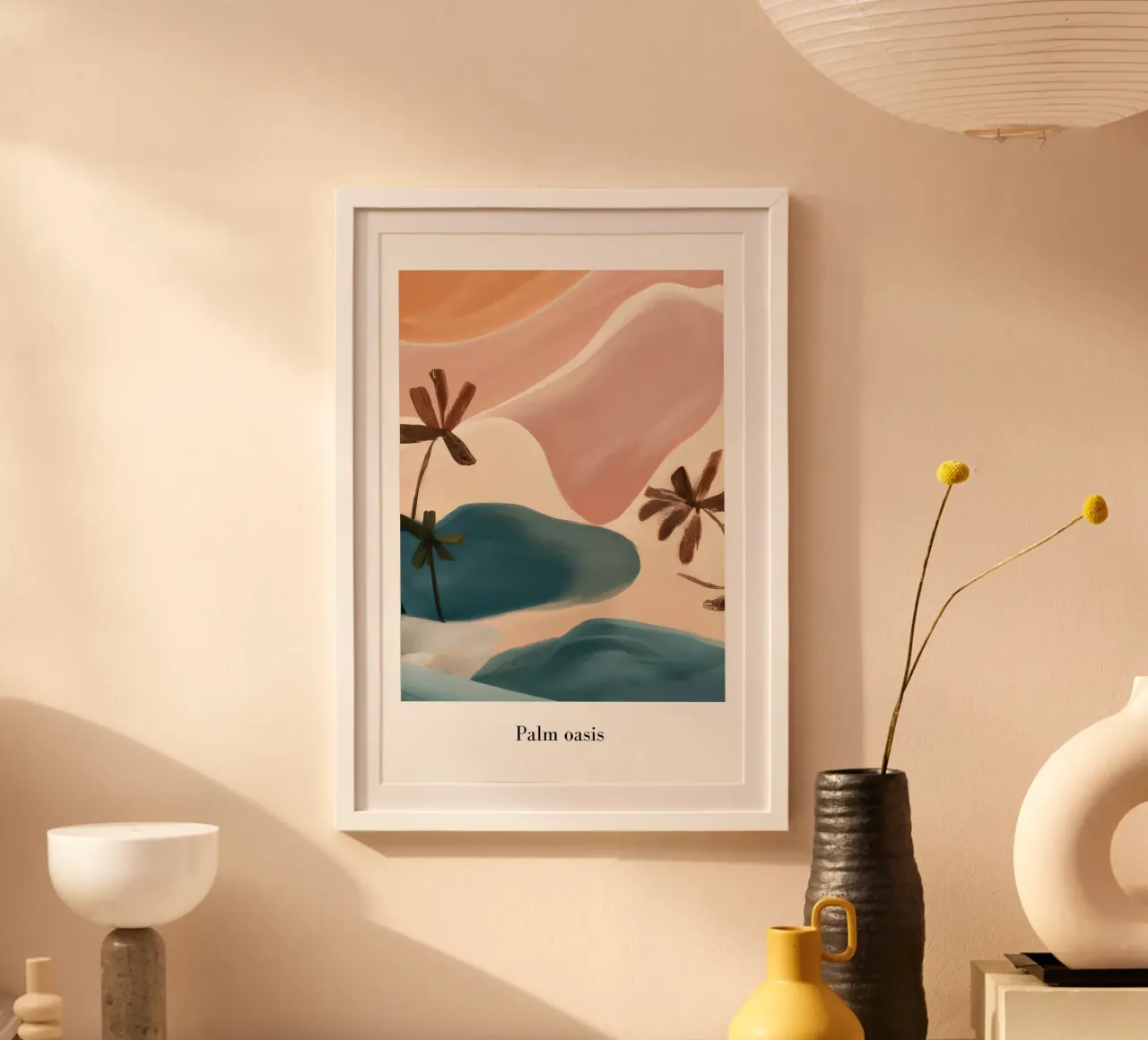 Palm Oasis poster con telaio in alluminio da interiorisla