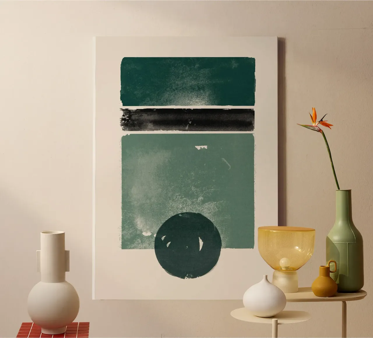 De smaragdgroene abstracte man canvas van HARU HARU