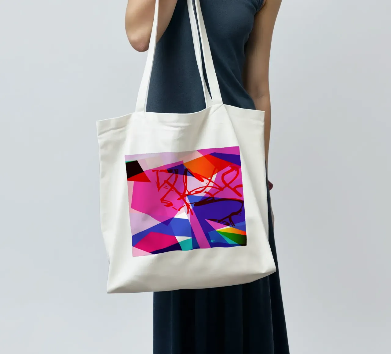 Gioco di colori geometrici II borsa in juta da Kim Hubball Studio