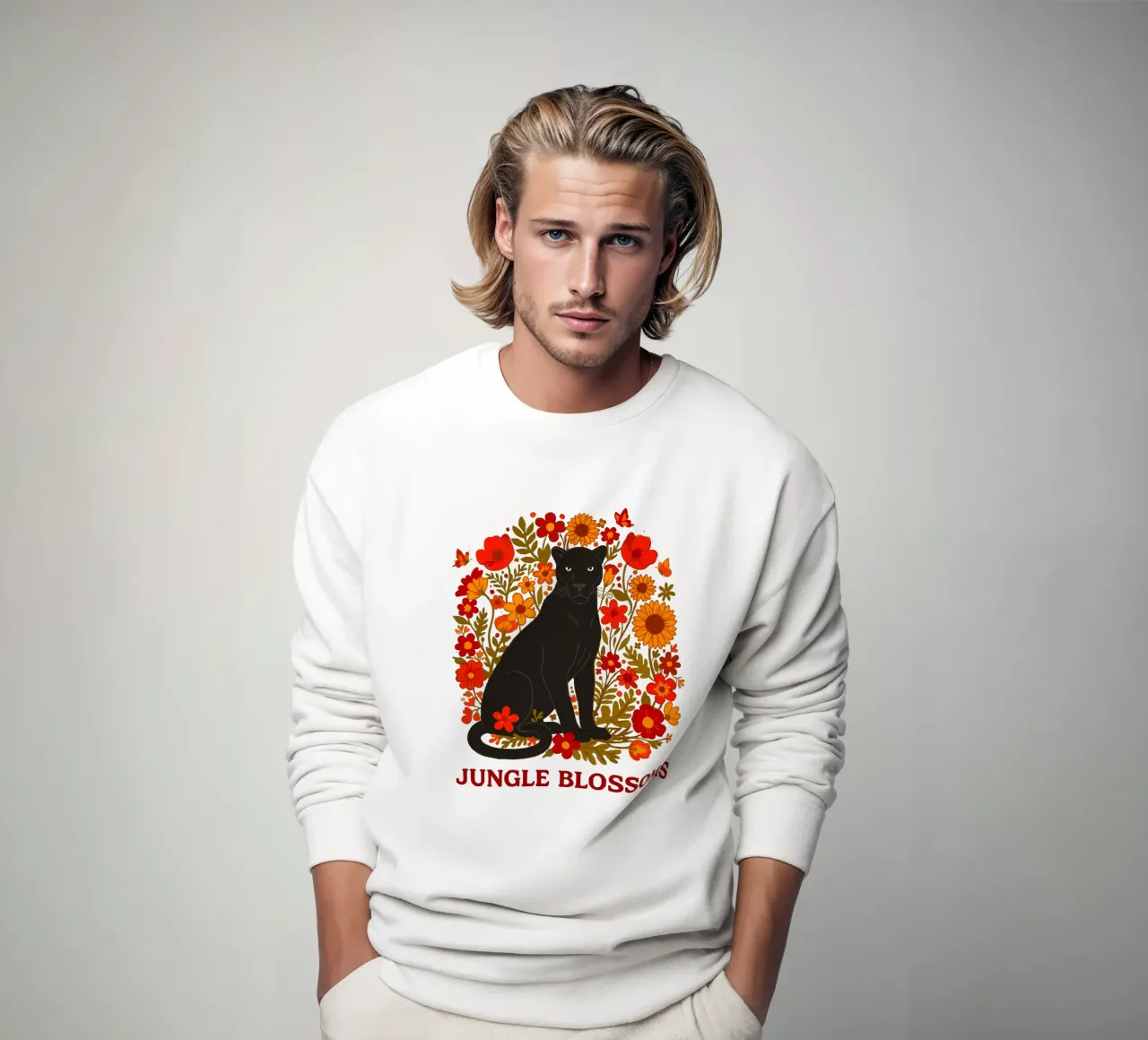 Pantera Negra y flores botánicas selváticas sudadera de LM2KONE