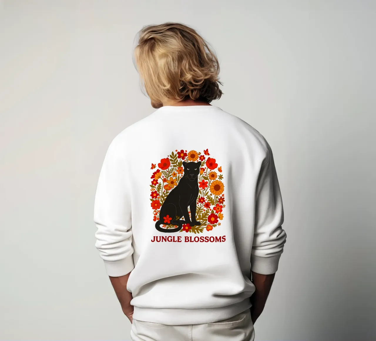Pantera Negra y flores botánicas selváticas sudadera de LM2KONE