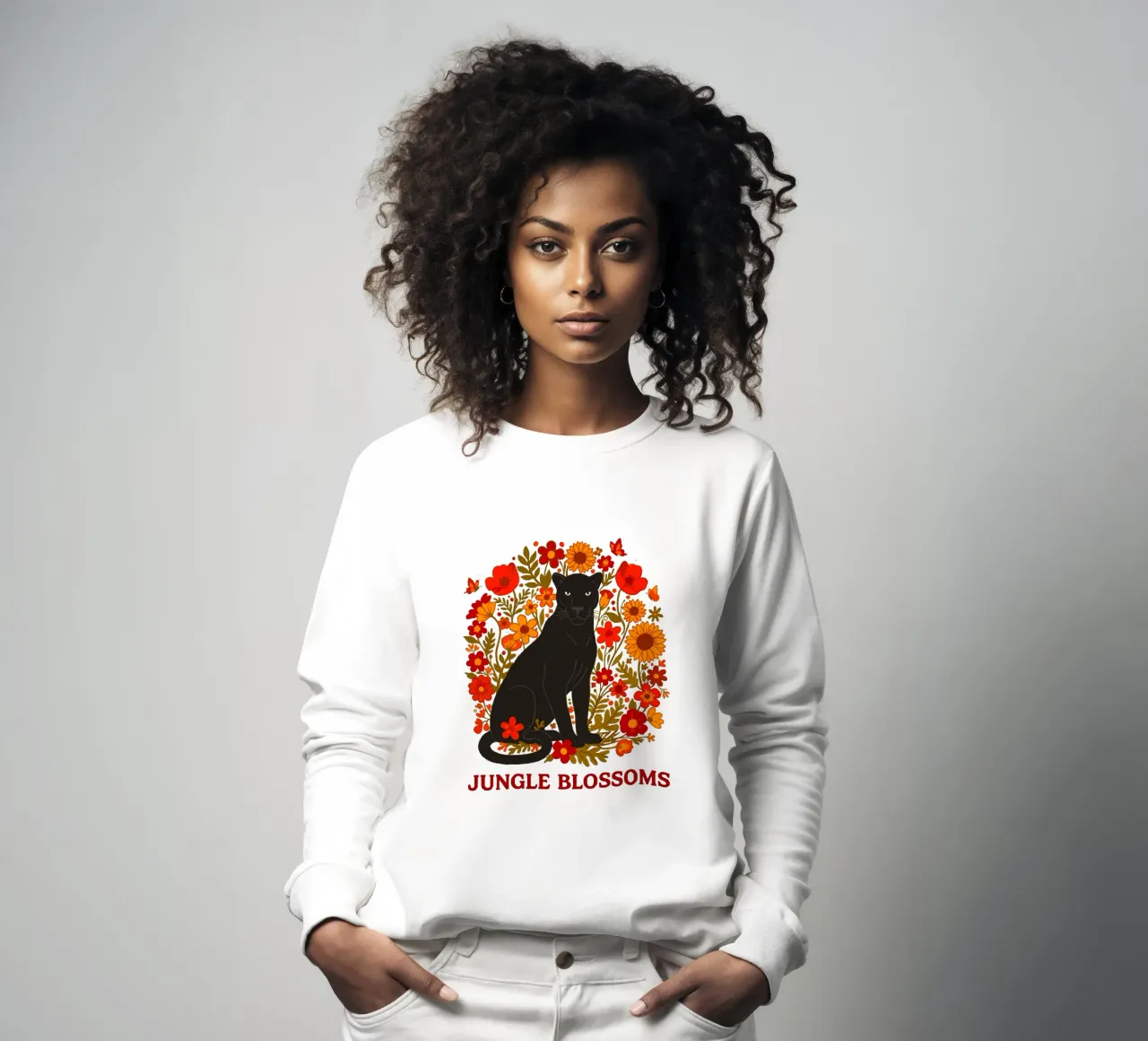 Pantera Negra y flores botánicas selváticas sudadera de LM2KONE